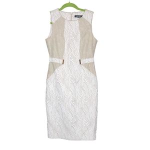 Ellen Tracy Women's Shift Dress Sz 4 White Tan